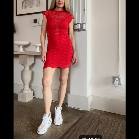 COPY - Free People Nightcap edition red lace mini dress bodycon style size 2 sm